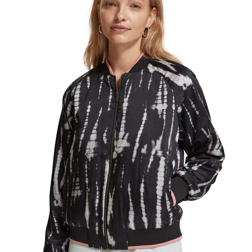 Anthropologie/Scotch and Soda Black and White Reversible Tie-Dye Bomber Jacket